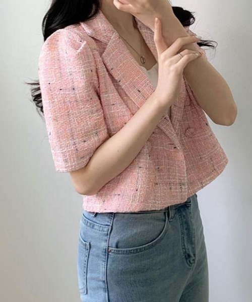 FAVORITO（ファヴォリート）の「ショート半袖ジャケット（その他アウター・レディース・ベージュ/ピンク/ブルー・F）」の12枚目の写真