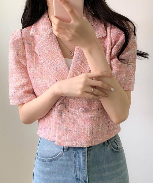 FAVORITO（ファヴォリート）の「ショート半袖ジャケット（その他アウター・レディース・ベージュ/ピンク/ブルー・F）」の10枚目の写真