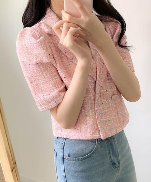 FAVORITO（ファヴォリート）の「ショート半袖ジャケット（その他アウター・レディース・ベージュ/ピンク/ブルー・F）」の14枚目の写真