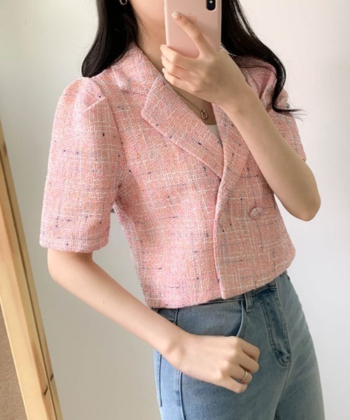 FAVORITO（ファヴォリート）の「ショート半袖ジャケット（その他アウター・レディース・ベージュ/ピンク/ブルー・F）」の15枚目の写真