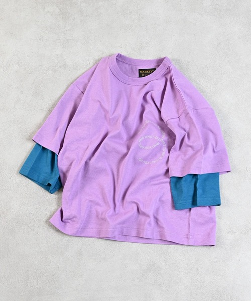 MARKEY'S(マーキーズ)の「レイヤードロンティー(Tシャツ/カットソー・キッズ・オフホワイト/ベージュ/ブラック/ラベンダー・90/100/110/120/130/140/150/80/95)」の4枚目の写真