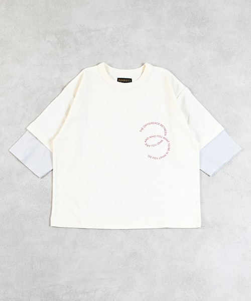 MARKEY'S(マーキーズ)の「レイヤードロンティー(Tシャツ/カットソー・キッズ・オフホワイト/ベージュ/ブラック/ラベンダー・90/100/110/120/130/140/150/80/95)」の7枚目の写真
