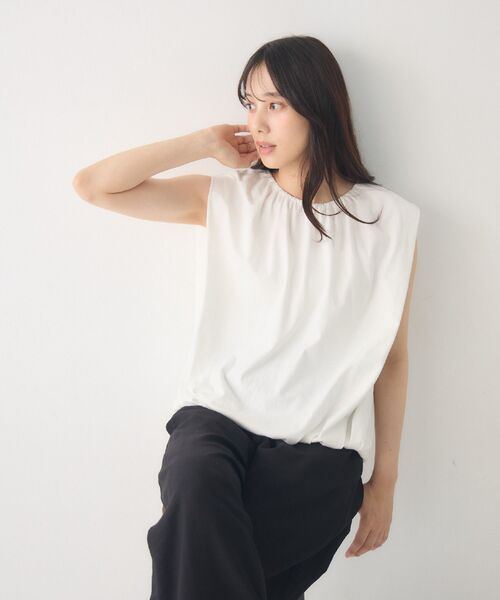 RETRO GIRL(レトロガール)の「ノースリーブゆるTEE(Tシャツ/カットソー・レディース・オフホワイト/ブラック系その他3/チャコールグレー・FREE)」の6枚目の写真