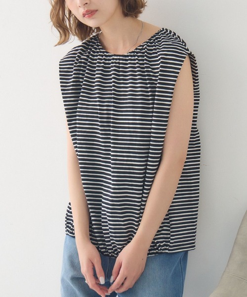 RETRO GIRL(レトロガール)の「ノースリーブゆるTEE(Tシャツ/カットソー・レディース・オフホワイト/ブラック系その他3/チャコールグレー・FREE)」の1枚目の写真