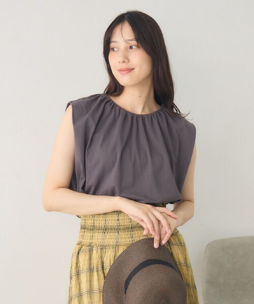 RETRO GIRL(レトロガール)の「ノースリーブゆるTEE(Tシャツ/カットソー・レディース・オフホワイト/ブラック系その他3/チャコールグレー・FREE)」の4枚目の写真