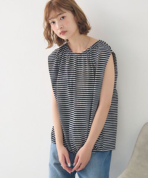 RETRO GIRL(レトロガール)の「ノースリーブゆるTEE(Tシャツ/カットソー・レディース・オフホワイト/ブラック系その他3/チャコールグレー・FREE)」の5枚目の写真