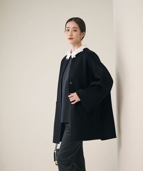 United arrows⭐️ユナイテッドアローズ　ノーカラーコート ネイビー UNITED ARROWS ノーカラージャケット ネイビー 36 B9396 - メルカリ