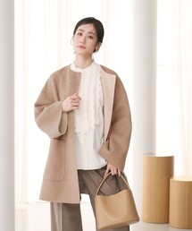 BEAUTY&YOUTHユナイテッドアローズ美品　ノーカラーロングコート　茶色M 楽天市場】ノーカラー コート（ブランドビューティ&ユース