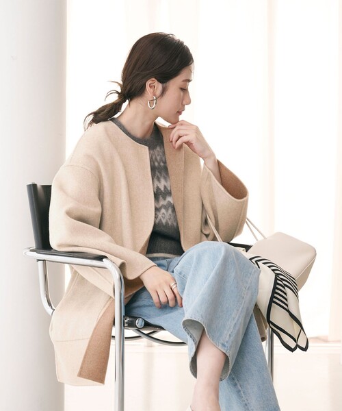 3/1迄】UNITED ARROWS バイカラーリバーミドルコート ライトグレー UNITED ARROWS（ユナイテッドアローズ）の「バイカラー リバー