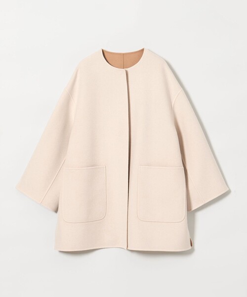 UNITED ARROWS（ユナイテッドアローズ）の「バイカラー リバー ミドルコート（ノーカラーコート・レディース・オフホワイト/ピンク/モカ/コバルトブルー/ネイビー・36/38）」の22枚目の写真