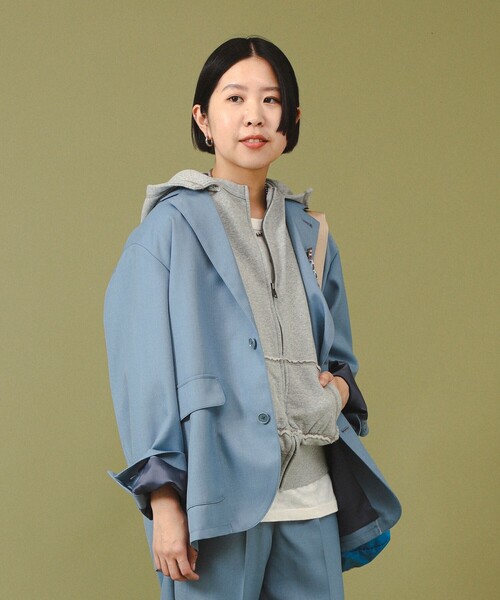 BEAMS BOY（ビームスボーイ）の「ポリエステル ツイル スリーボタン ジャケット（テーラードジャケット・レディース・ダークグリーン/ブルー系その他・0/1）」の7枚目の写真