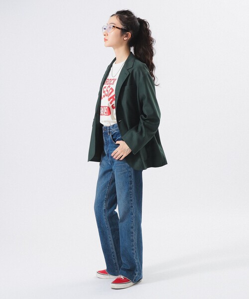 BEAMS BOY（ビームスボーイ）の「ポリエステル ツイル スリーボタン ジャケット（テーラードジャケット・レディース・ダークグリーン/ブルー系その他・0/1）」の9枚目の写真