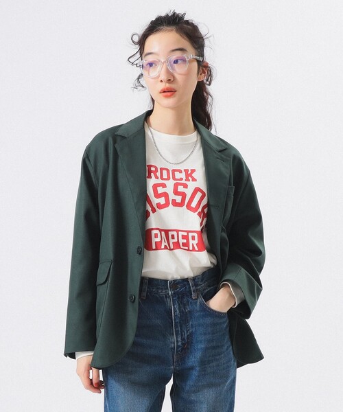 BEAMS BOY（ビームスボーイ）の「ポリエステル ツイル スリーボタン ジャケット（テーラードジャケット・レディース・ダークグリーン/ブルー系その他・0/1）」の10枚目の写真