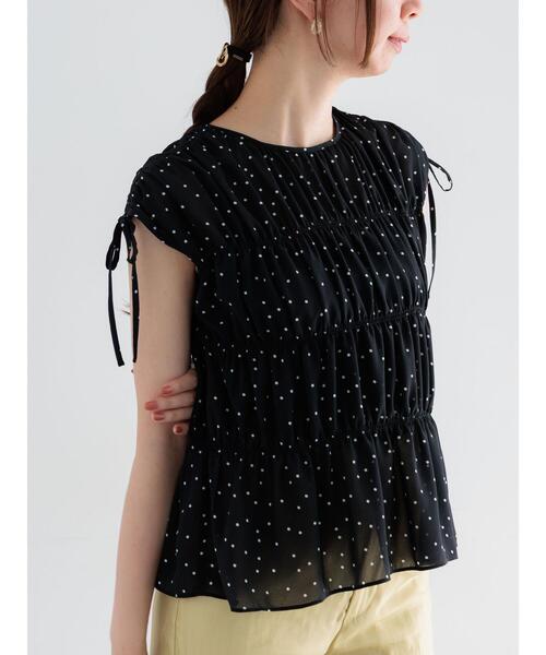 Te chichi（テチチ）の「ドットシャーリングブラウス（シャツ/ブラウス・レディース・ブラウン/チャコールグレー/ブラック・F）」の2枚目の写真