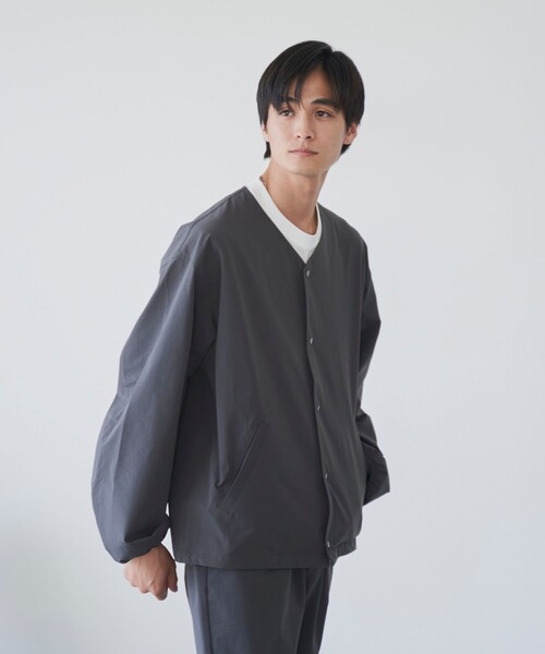ハイカーテックノーカラージャケット【防シワ/ストレッチ/撥水