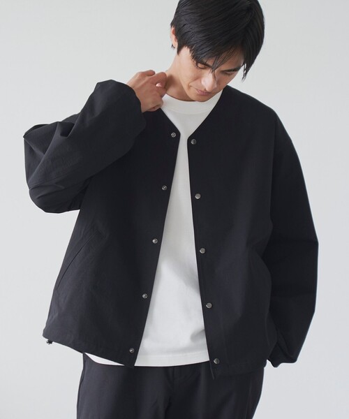 セール】ハイカーテックノーカラージャケット【防シワ/ストレッチ/撥水