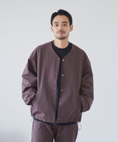 セール】ハイカーテックノーカラージャケット【防シワ/ストレッチ/撥水