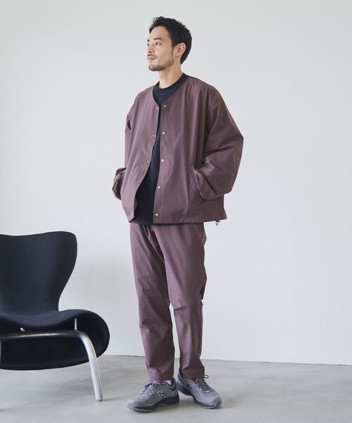 ハイカーテックノーカラージャケット【防シワ/ストレッチ/撥水