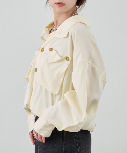 SHENERY（シーナリー）の「《サイズ展開》ビッグポケットシャツ（シャツ/ブラウス・レディース・カーキ/オフホワイト・38/36）」の10枚目の写真
