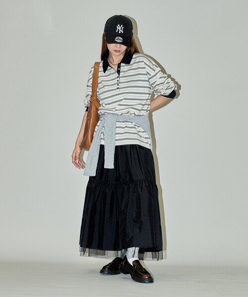 PUBLUX(パブリュクス)の「PUBLUX/パブリュクス チュール レイヤード ティアードスカート 限定展開(スカート・レディース・ブラック/チャコールグレー・フリ-)」の9枚目の写真