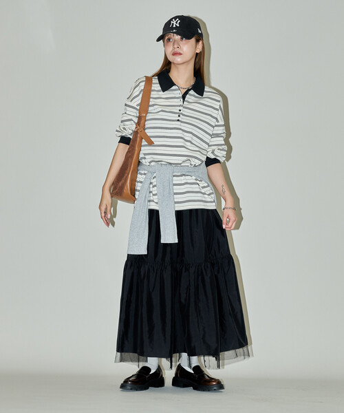 PUBLUX(パブリュクス)の「PUBLUX/パブリュクス チュール レイヤード ティアードスカート 限定展開(スカート・レディース・ブラック/チャコールグレー・フリ-)」の10枚目の写真