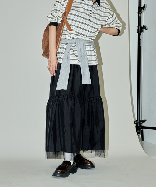 PUBLUX(パブリュクス)の「PUBLUX/パブリュクス チュール レイヤード ティアードスカート 限定展開(スカート・レディース・ブラック/チャコールグレー・フリ-)」の12枚目の写真