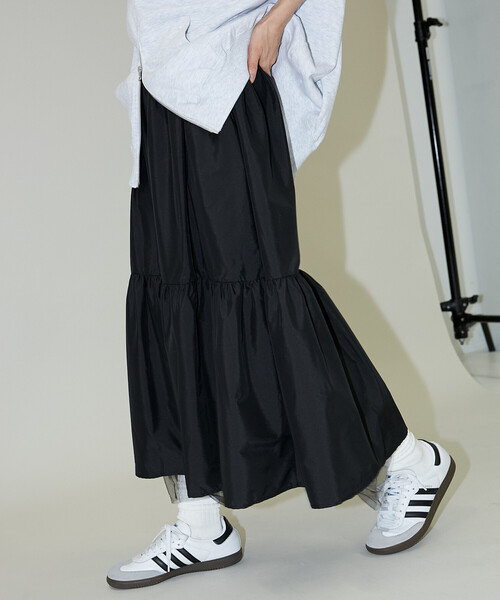 PUBLUX(パブリュクス)の「PUBLUX/パブリュクス チュール レイヤード ティアードスカート 限定展開(スカート・レディース・ブラック/チャコールグレー・フリ-)」の16枚目の写真