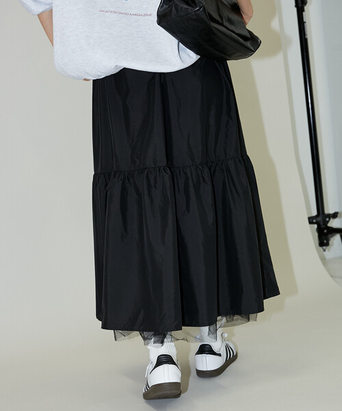 PUBLUX(パブリュクス)の「PUBLUX/パブリュクス チュール レイヤード ティアードスカート 限定展開(スカート・レディース・ブラック/チャコールグレー・フリ-)」の17枚目の写真