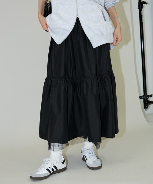 PUBLUX(パブリュクス)の「PUBLUX/パブリュクス チュール レイヤード ティアードスカート 限定展開(スカート・レディース・ブラック/チャコールグレー・フリ-)」の21枚目の写真