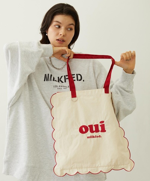 MILKFED.（ミルクフェド）の「RUFFLE TOTE BAG（トートバッグ・レディース・オフホワイト/ライトブルー/ネイビー/オレンジ・ONE SIZE）」の2枚目の写真
