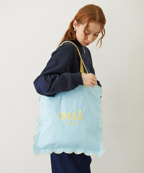 MILKFED.（ミルクフェド）の「RUFFLE TOTE BAG（トートバッグ・レディース・オフホワイト/ライトブルー/ネイビー/オレンジ・ONE SIZE）」の3枚目の写真