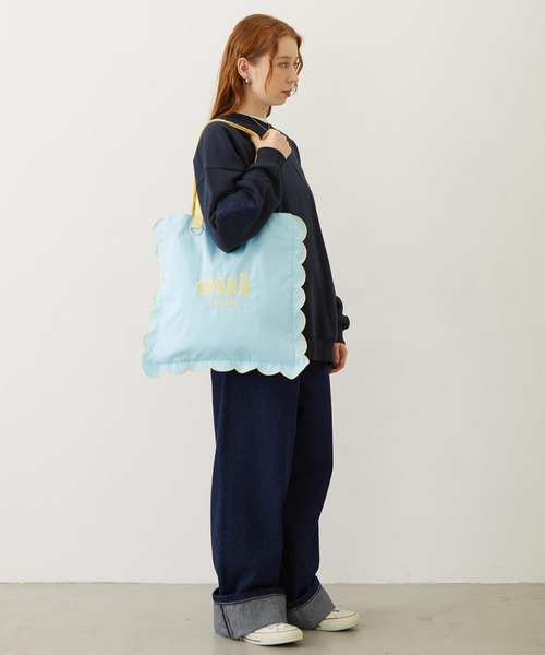 MILKFED.（ミルクフェド）の「RUFFLE TOTE BAG（トートバッグ・レディース・オフホワイト/ライトブルー/ネイビー/オレンジ・ONE SIZE）」の10枚目の写真