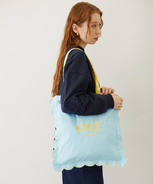 MILKFED.（ミルクフェド）の「RUFFLE TOTE BAG（トートバッグ・レディース・オフホワイト/ライトブルー/ネイビー/オレンジ・ONE SIZE）」の5枚目の写真