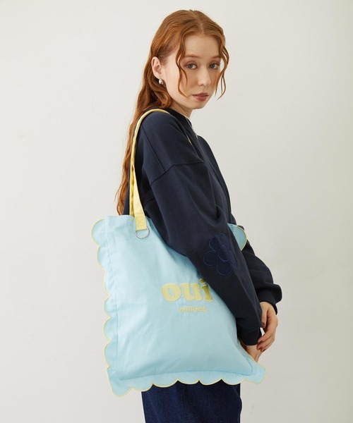 MILKFED.（ミルクフェド）の「RUFFLE TOTE BAG（トートバッグ・レディース・オフホワイト/ライトブルー/ネイビー/オレンジ・ONE SIZE）」の7枚目の写真