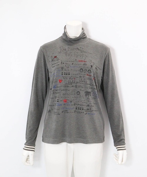 Picone CLUB（ピッコーネクラブ）の「手描き風イラスト起毛プルオーバー（Tシャツ/カットソー・レディース・グレー/ブラック/ホワイト/ピンク・L/M/S）」の3枚目の写真
