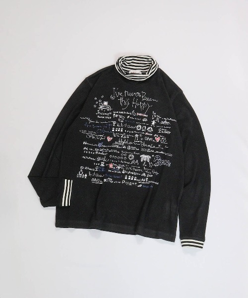 Picone CLUB（ピッコーネクラブ）の「手描き風イラスト起毛プルオーバー（Tシャツ/カットソー・レディース・グレー/ブラック/ホワイト/ピンク・L/M/S）」の2枚目の写真