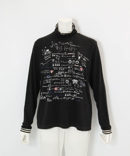 Picone CLUB（ピッコーネクラブ）の「手描き風イラスト起毛プルオーバー（Tシャツ/カットソー・レディース・グレー/ブラック/ホワイト/ピンク・L/M/S）」の7枚目の写真