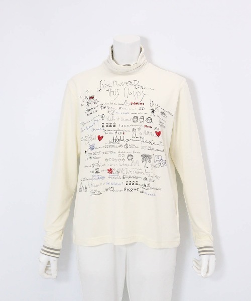 Picone CLUB（ピッコーネクラブ）の「手描き風イラスト起毛プルオーバー（Tシャツ/カットソー・レディース・グレー/ブラック/ホワイト/ピンク・L/M/S）」の9枚目の写真