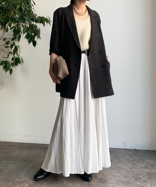 DouDou（ドゥドゥ）の「シャンブレーダブルジャケット（テーラードジャケット・レディース・ブラック/モカ・FREE）」の10枚目の写真