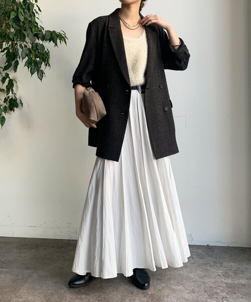 DouDou（ドゥドゥ）の「シャンブレーダブルジャケット（テーラードジャケット・レディース・ブラック/モカ・FREE）」の12枚目の写真