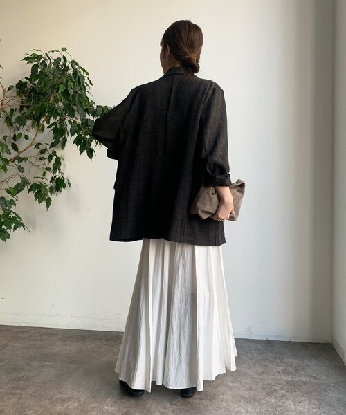 DouDou（ドゥドゥ）の「シャンブレーダブルジャケット（テーラードジャケット・レディース・ブラック/モカ・FREE）」の14枚目の写真