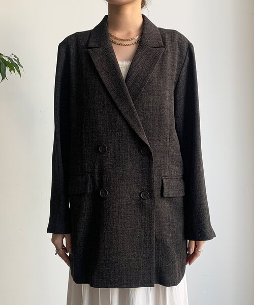 DouDou（ドゥドゥ）の「シャンブレーダブルジャケット（テーラードジャケット・レディース・ブラック/モカ・FREE）」の19枚目の写真