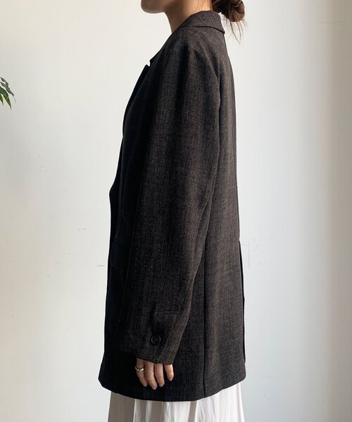 DouDou（ドゥドゥ）の「シャンブレーダブルジャケット（テーラードジャケット・レディース・ブラック/モカ・FREE）」の20枚目の写真