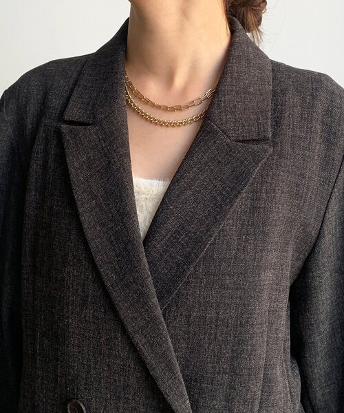 DouDou（ドゥドゥ）の「シャンブレーダブルジャケット（テーラードジャケット・レディース・ブラック/モカ・FREE）」の22枚目の写真