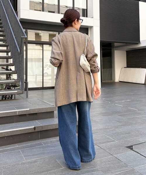 DouDou（ドゥドゥ）の「シャンブレーダブルジャケット（テーラードジャケット・レディース・ブラック/モカ・FREE）」の5枚目の写真