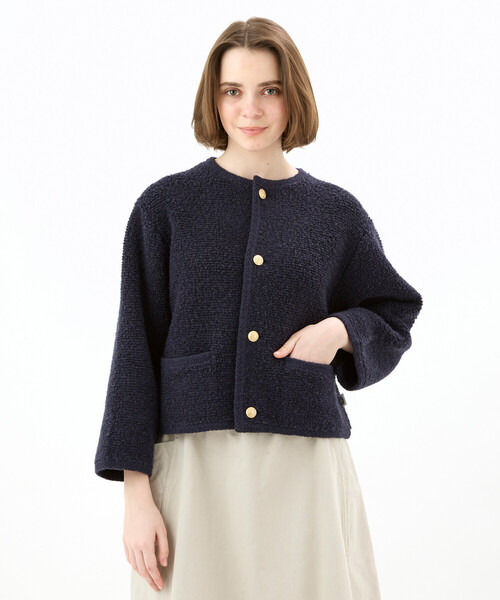 【ORCIVAL】ブークレニットカーディガン ネイビー ORCIVAL | ブークレニットカーディガン WOMEN（カーディガン/ボレロ