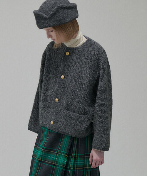 ORCIVAL（オーシバル）の「ORCIVAL | ブークレニットカーディガン WOMEN（カーディガン/ボレロ・レディース・ネイビー/グレー・1）」の2枚目の写真