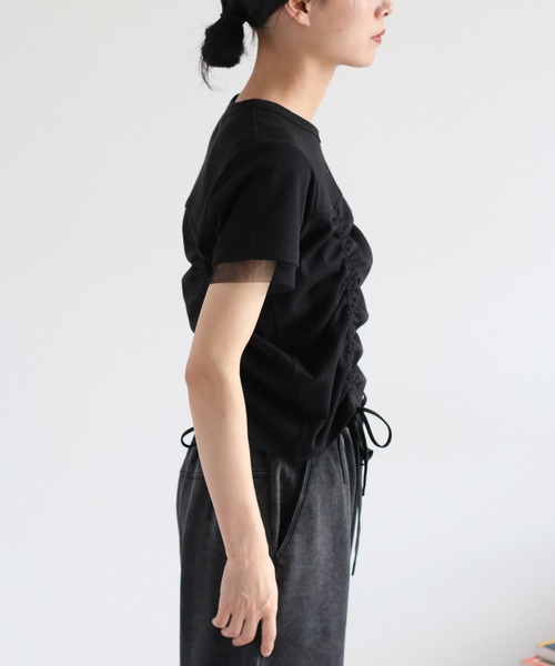 cepo(セポ)の「フロント&バックシャーリング ドロストショートスリーブTee(Tシャツ/カットソー・レディース・ブラック/キャメル/オフホワイト・M)」の16枚目の写真