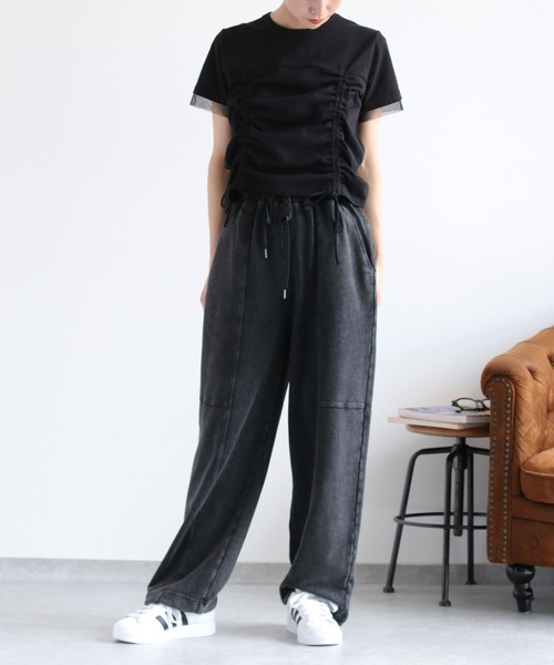 cepo(セポ)の「フロント&バックシャーリング ドロストショートスリーブTee(Tシャツ/カットソー・レディース・ブラック/キャメル/オフホワイト・M)」の20枚目の写真