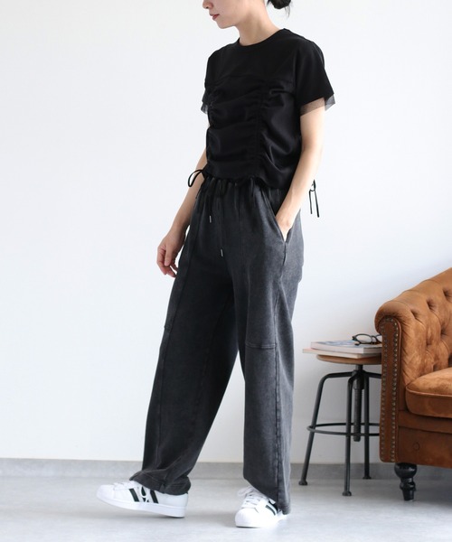 cepo(セポ)の「フロント&バックシャーリング ドロストショートスリーブTee(Tシャツ/カットソー・レディース・ブラック/キャメル/オフホワイト・M)」の21枚目の写真
